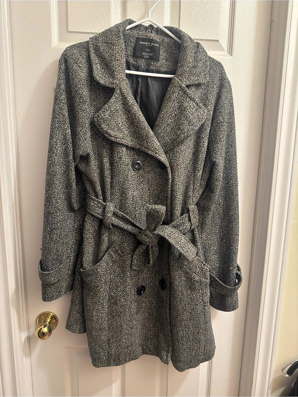 Kenneth Blake Belted Pea Coat in Gray Size XL Like New